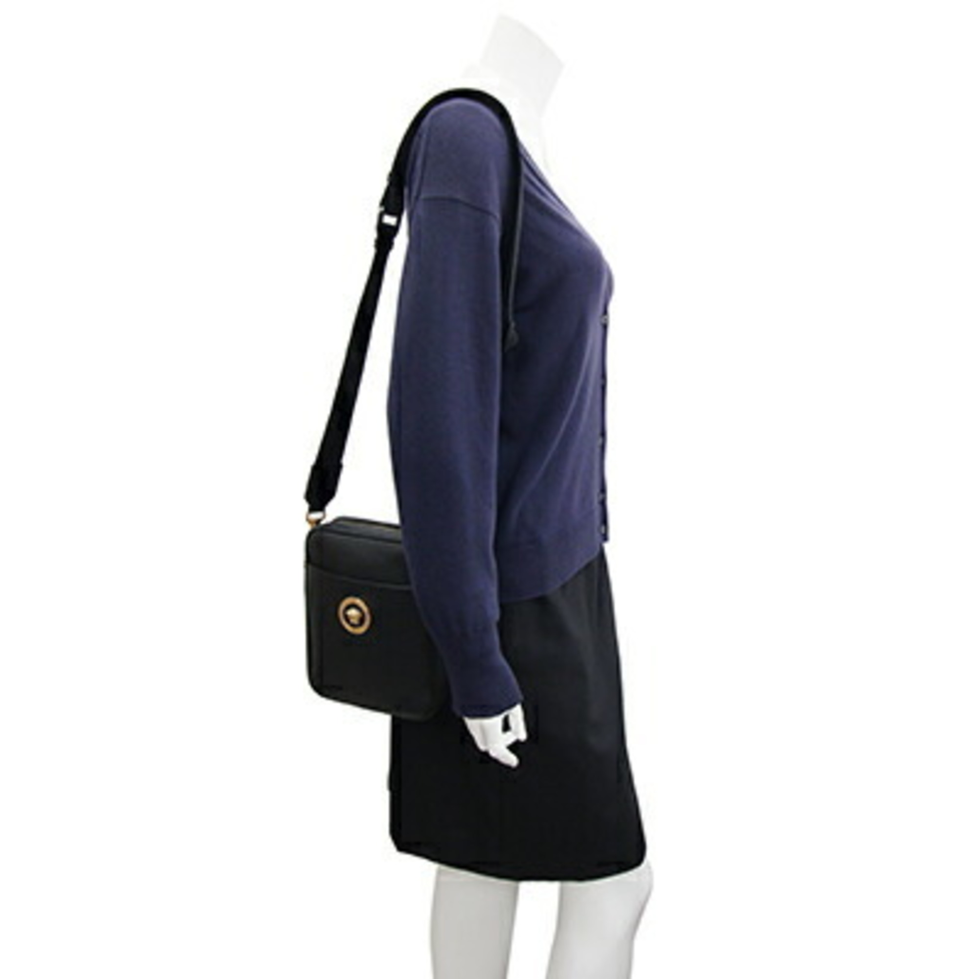 Versace Medusa Shoulder Bag 1002885 Black Leather Pochette Women's VERSACE