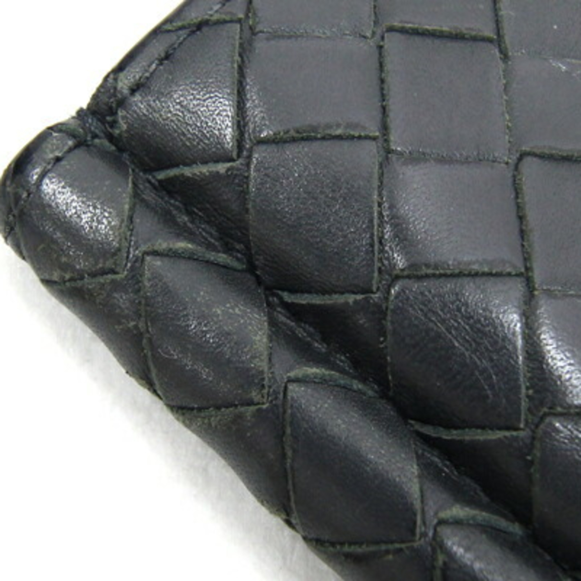 Bottega Veneta Bi-fold Money Clip Intrecciato 390877 Grey Black Leather Bill Men's BOTTEGA VENETA