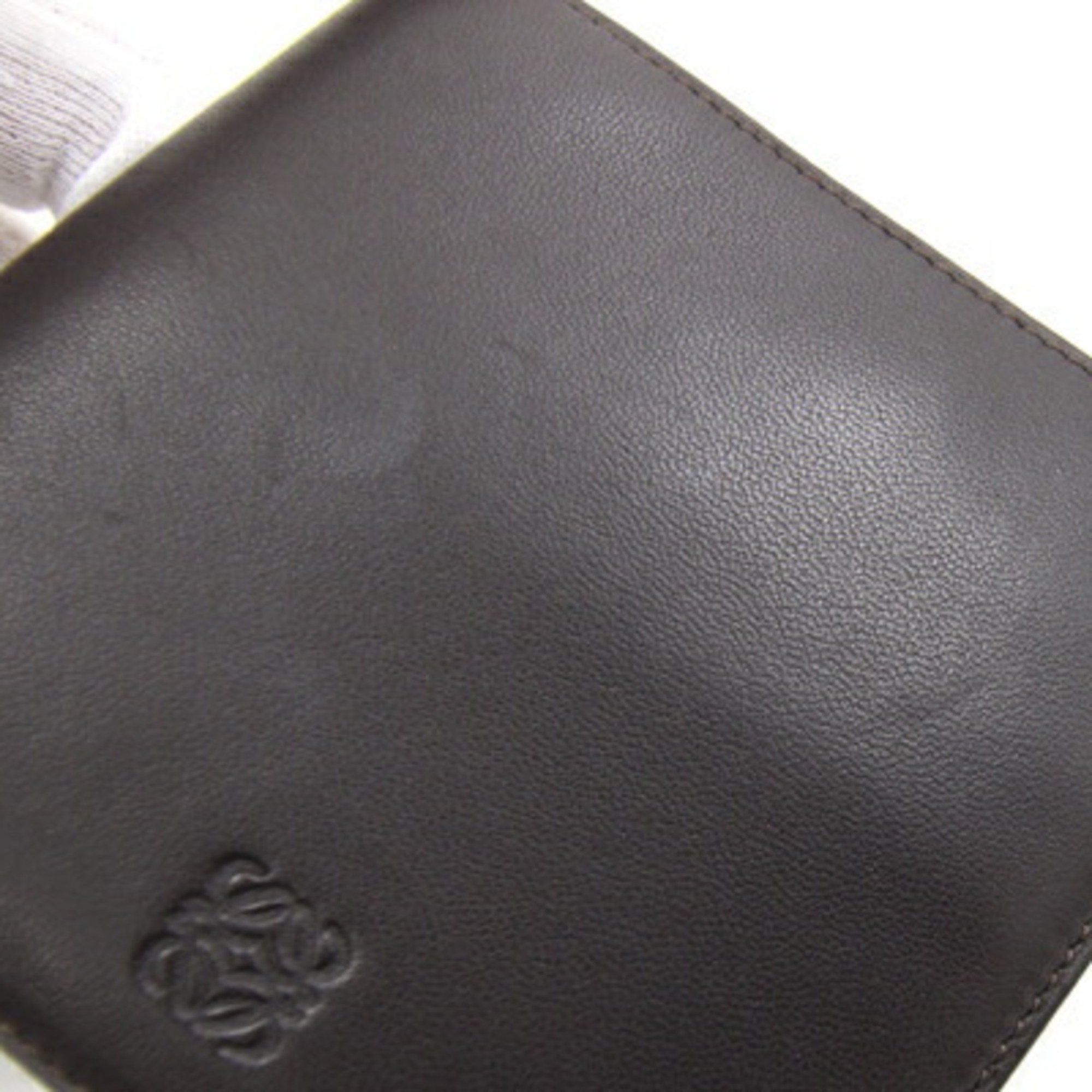 LOEWE Bi-fold Wallet Anagram Dark Brown Leather Compact Men's