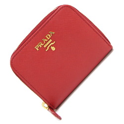 Prada Coin Case 1MM268 Red Leather Compact Wallet Purse Women's PRADA