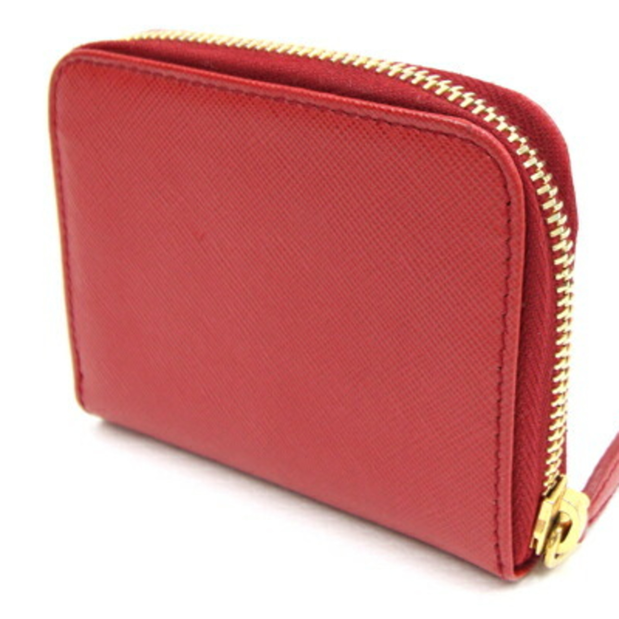 Prada Coin Case 1MM268 Red Leather Compact Wallet Purse Women's PRADA