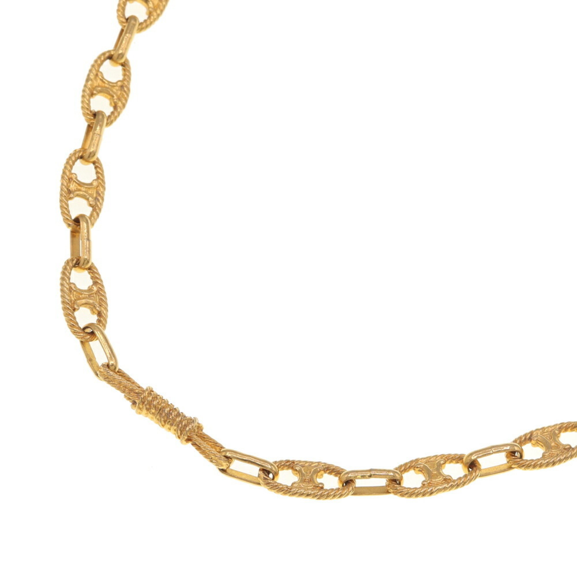 CELINE Necklace Gold Metal Long Triomphe Women's Macadam