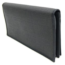 BVLGARI Bi-fold Long Wallet Weekend 362582 Grey Black PVC Leather Tweed Men's