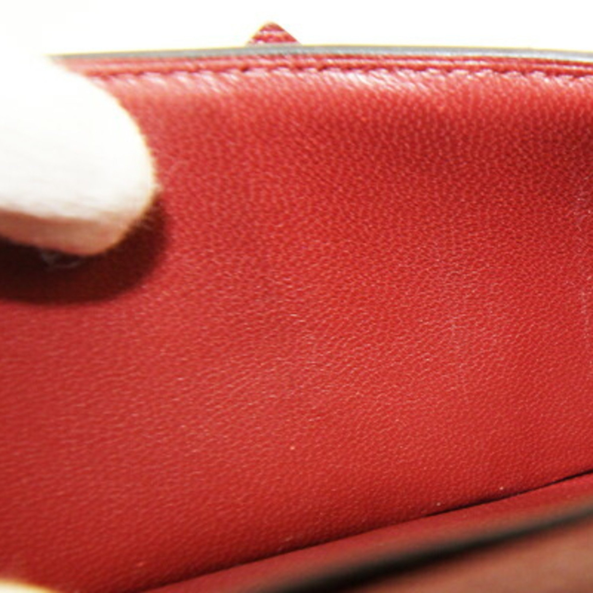 Hermes Bi-fold Long Wallet Bearn Souffle Rouge H Chevre Z Engraved Metal Fittings Women's HERMES
