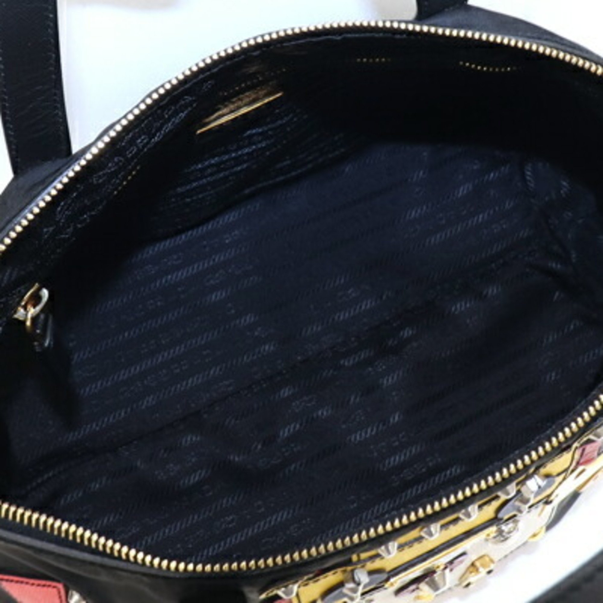 Prada Handbag 1BG061 Black Nylon Leather Shoulder Bag Robot Women's PRADA