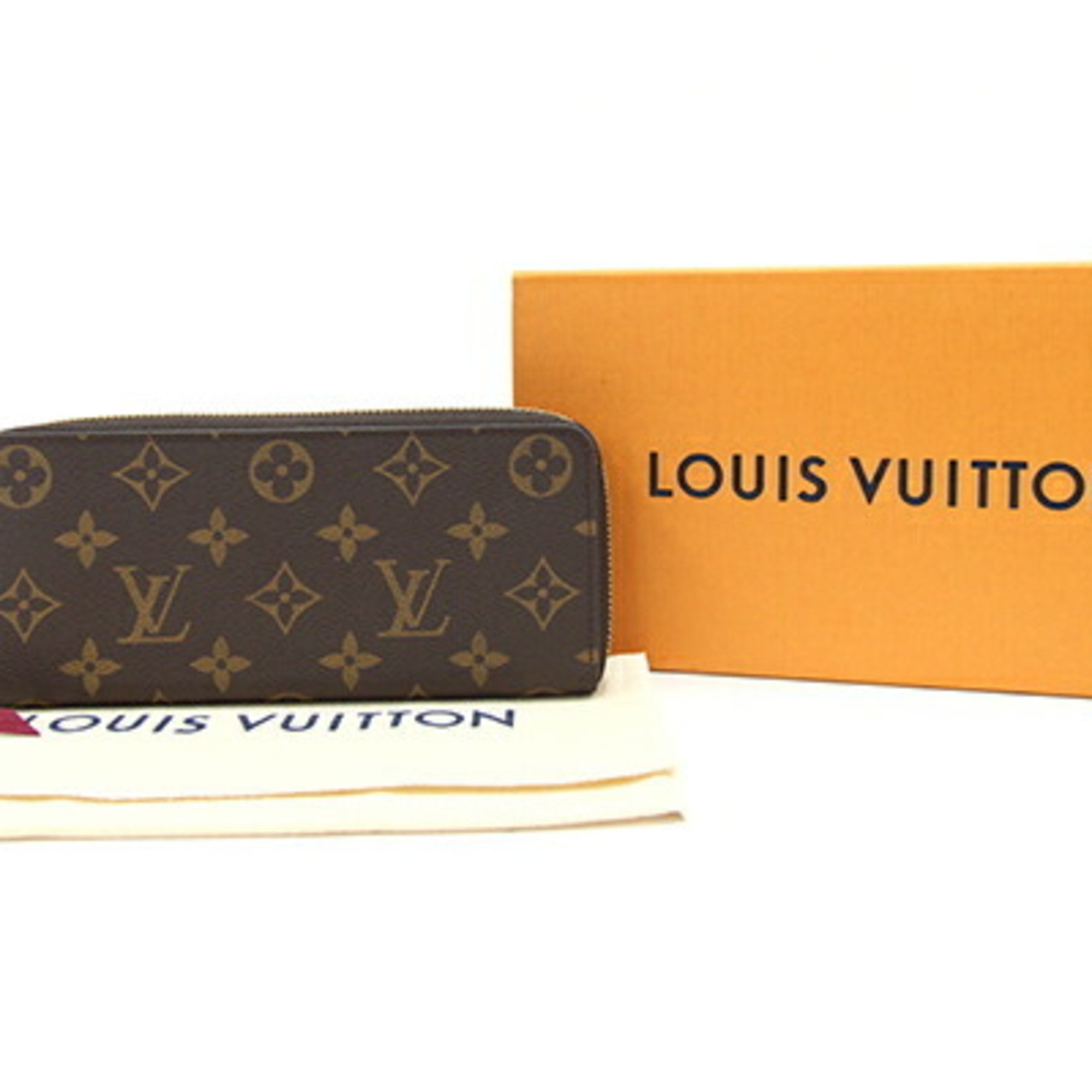Louis Vuitton Round Long Wallet Monogram Portefeuille Clemence M60742 Fuchsia Women's LOUIS VUITTON