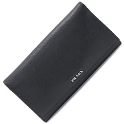 Prada Bi-fold Long Wallet 2ZH065 Black Leather Men's PRADA