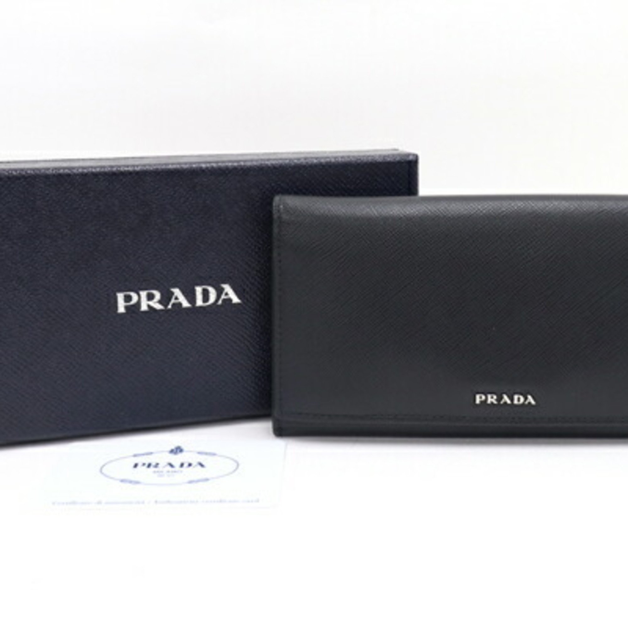 Prada Bi-fold Long Wallet 2ZH065 Black Leather Men's PRADA