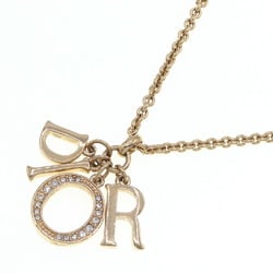 Christian Dior Dior Necklace DIOR Gold Metal Rhinestone Pendant Women's Old