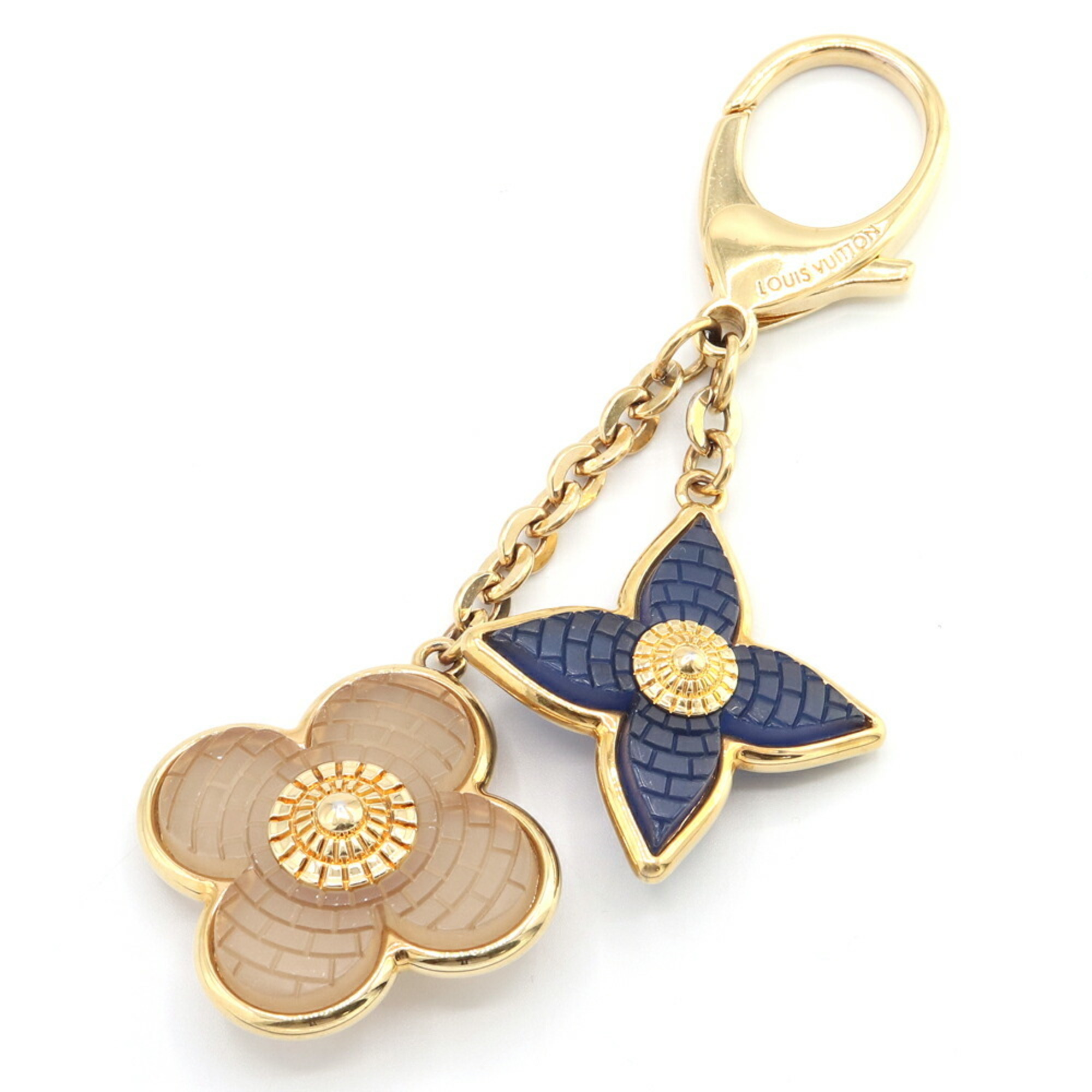 Louis Vuitton Bag Charm Bijoux Sac Mosaic M66257 Navy Clear Metal Key Holder Ring Monogram Women's LOUIS VUITTON