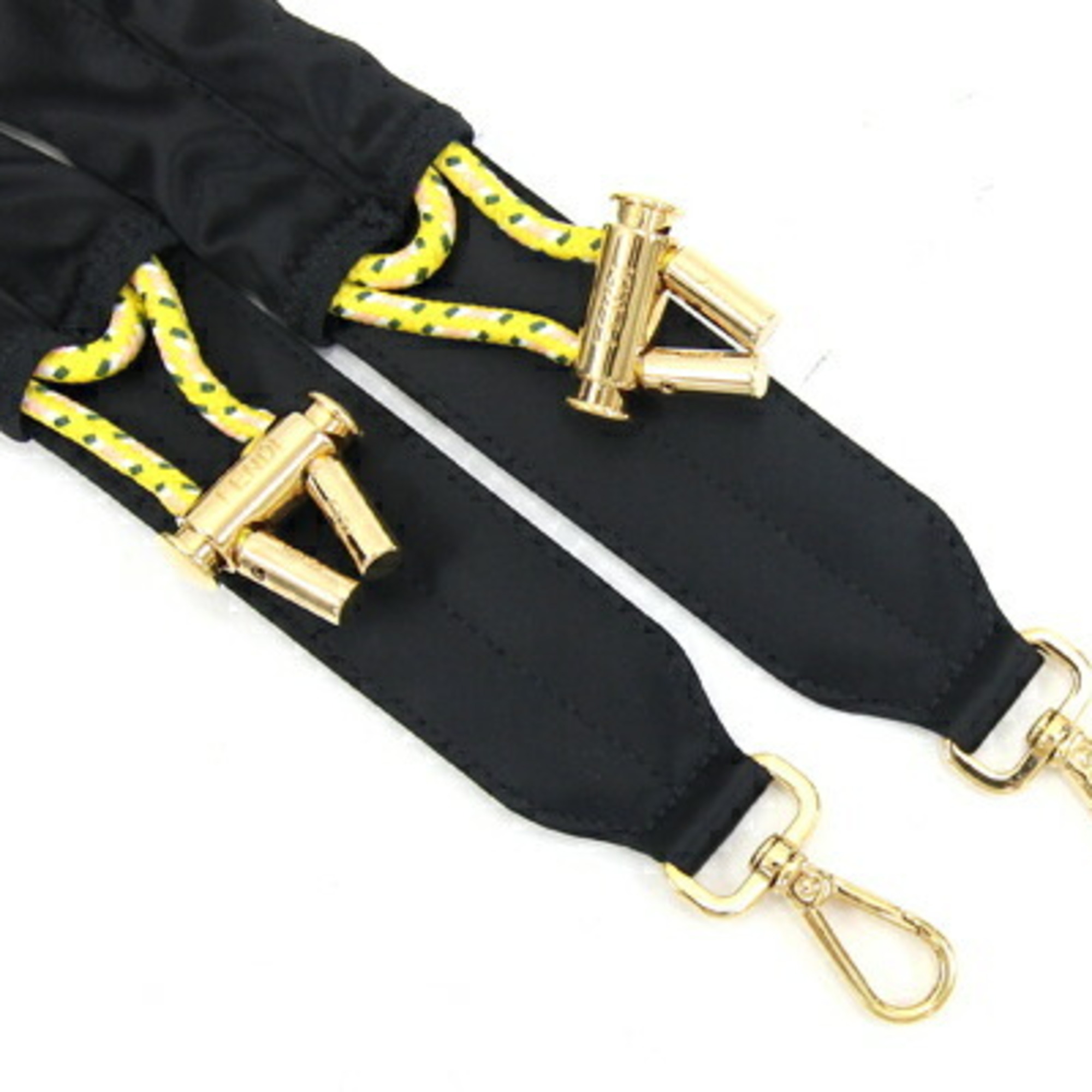 FENDI Shoulder Strap Black Yellow Satin Replacement Belt Women's