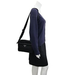 Prada Shoulder Bag 2VH048 Black Nylon Leather Pochette Women's Men's PRADA