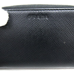 Prada 6-Key Case 2PG604 Black Leather Saffiano Round Men's Women's Keys PRADA