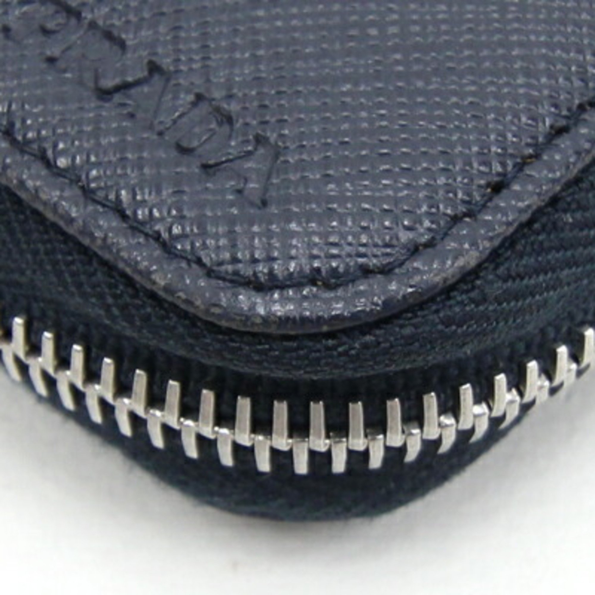 Prada Round Long Wallet 2ML220 Navy Leather Men's Travel Case PRADA