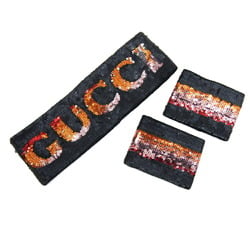 Gucci Hairband and Wristband Set Black Multicolor Cotton S Size Hair Head Accessory Sequins GUCCI