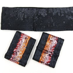 Gucci Hairband and Wristband Set Black Multicolor Cotton S Size Hair Head Accessory Sequins GUCCI