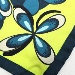 Fendi Scarf Muffler FXT091 Navy Green Neon Yellow 100% Silk Flower Fashion Women's FENDI
