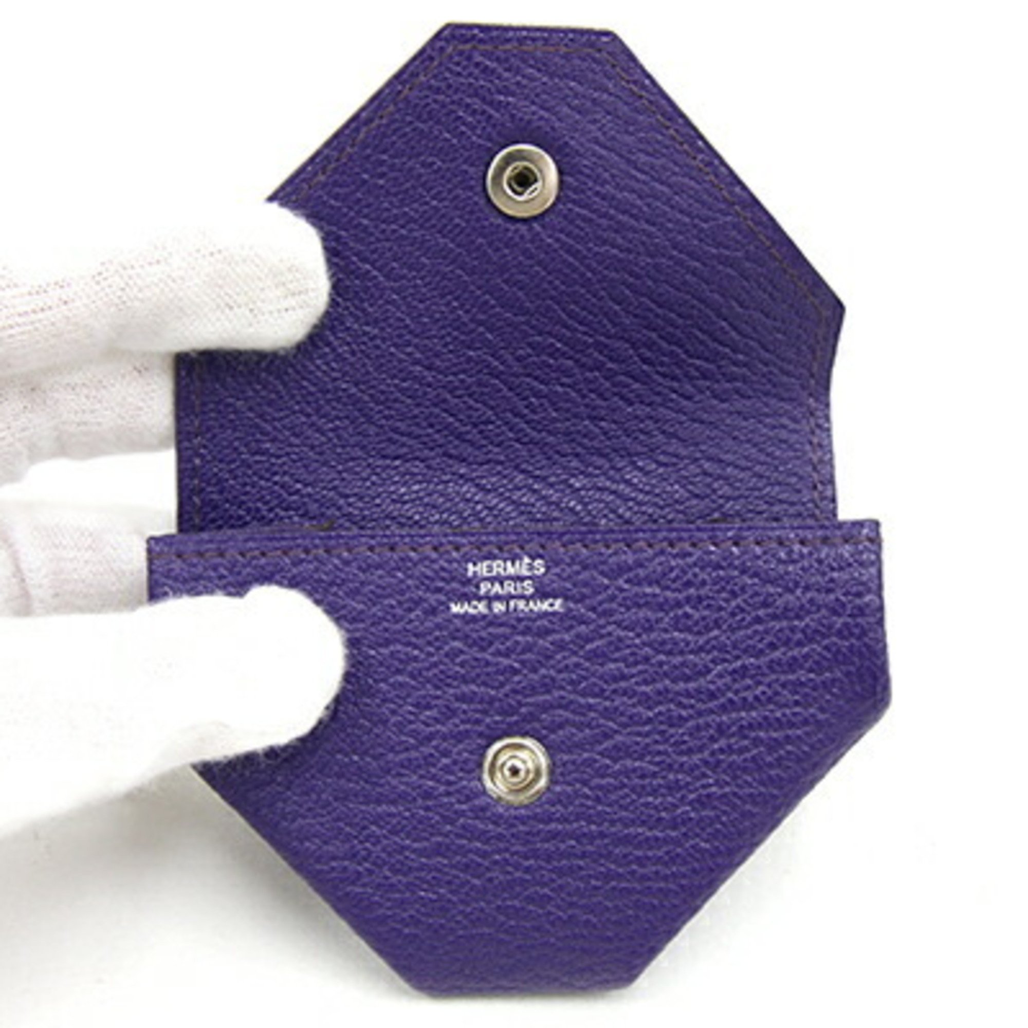 Hermes Coin Case Le Vingt Quatre Purple Swift Leather N Stamp Purse for Women HERMES