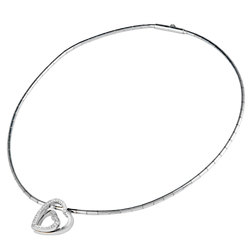 Cartier Interlace Heart Choker Diamond K18WG Omega Tube Necklace 36cm Women's