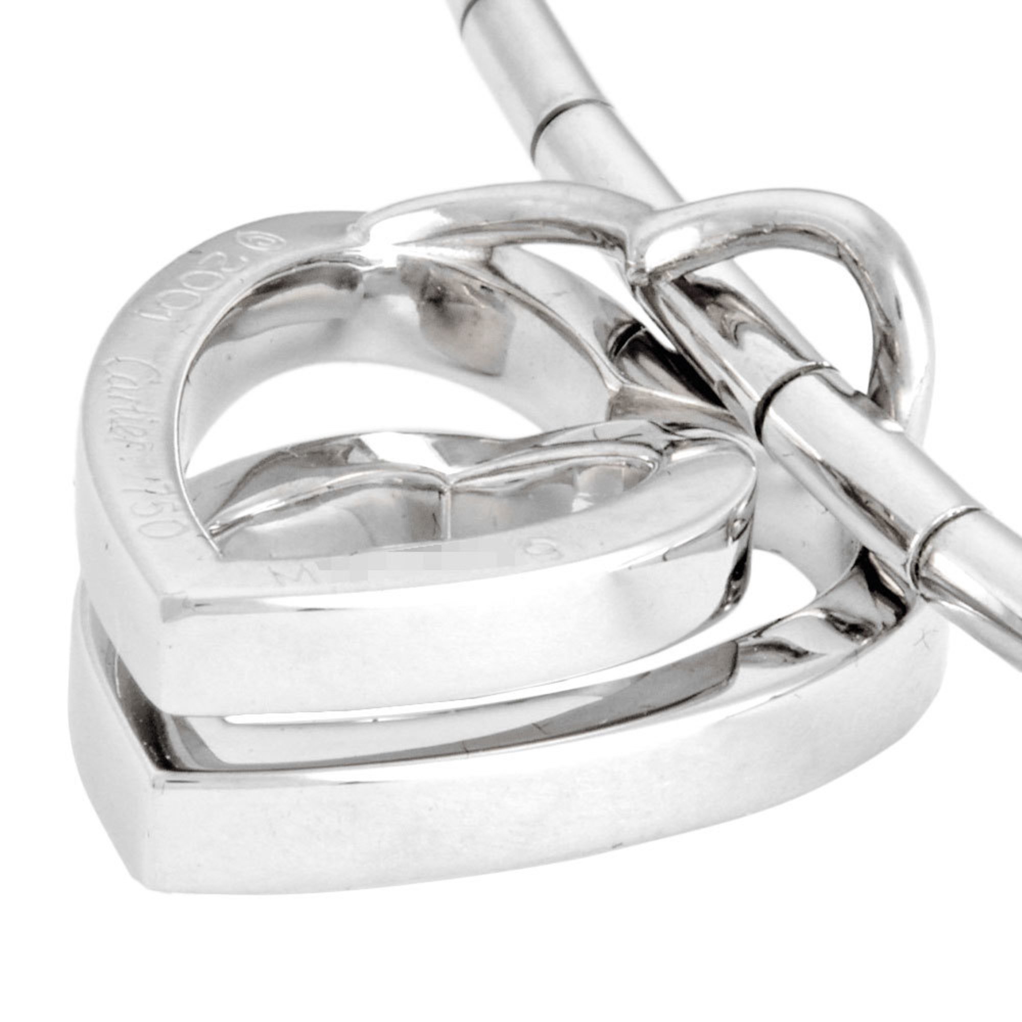 Cartier Interlace Heart Choker Diamond K18WG Omega Tube Necklace 36cm Women's