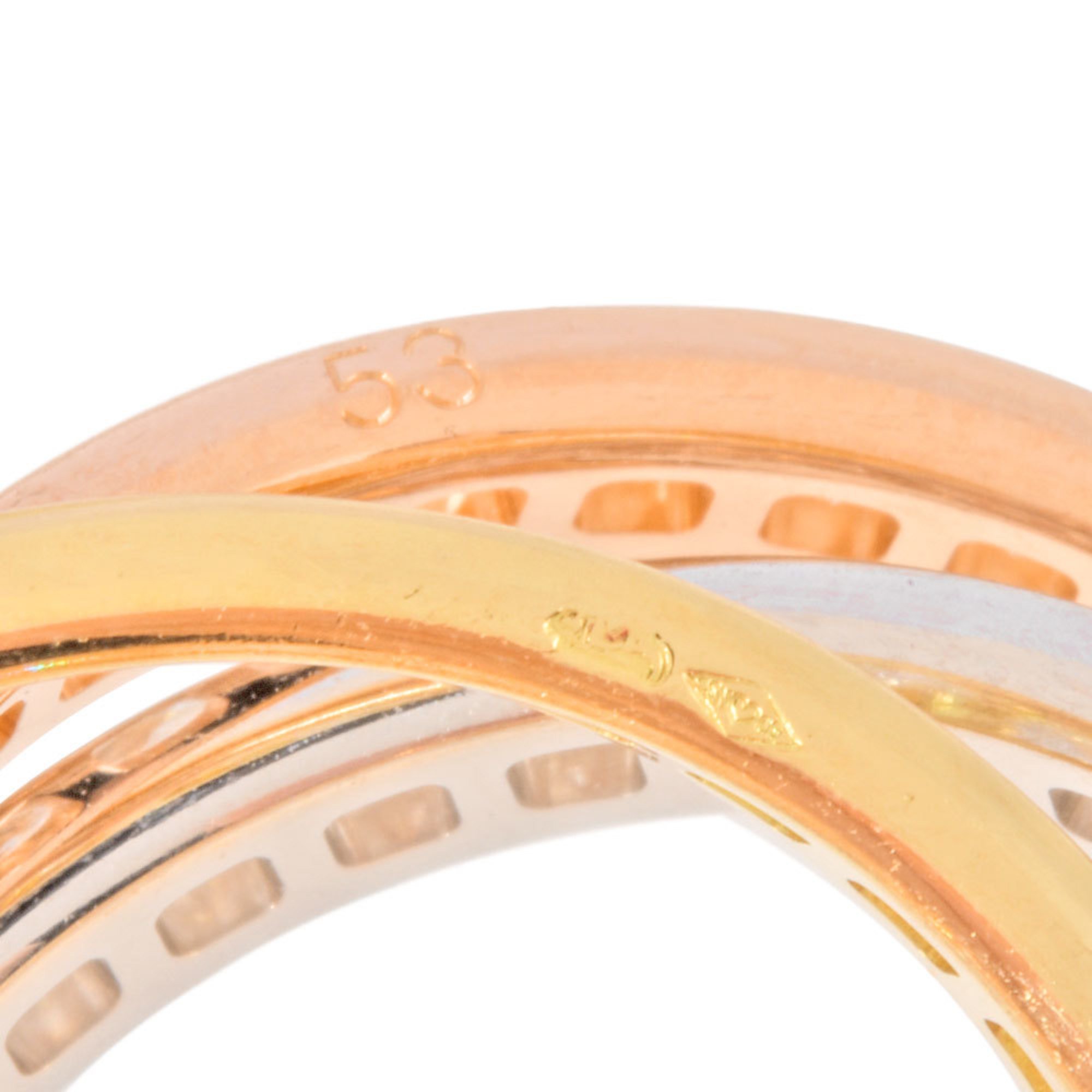 Cartier Three Bangles Ring Diamond #53 K18YG K18PG K18WG Color Full Ladies