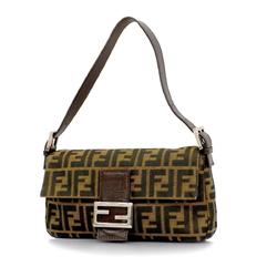Fendi Handbag Zucca Mamma Bucket Nylon Canvas Brown Women's