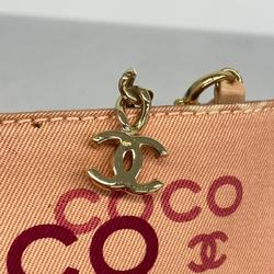 Chanel Pouch Coco Chain Shoulder Canvas Salmon Pink Champagne Women's