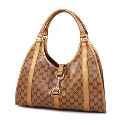 Gucci Shoulder Bag GG Crystal 203494 Coated Canvas Beige Champagne Women's