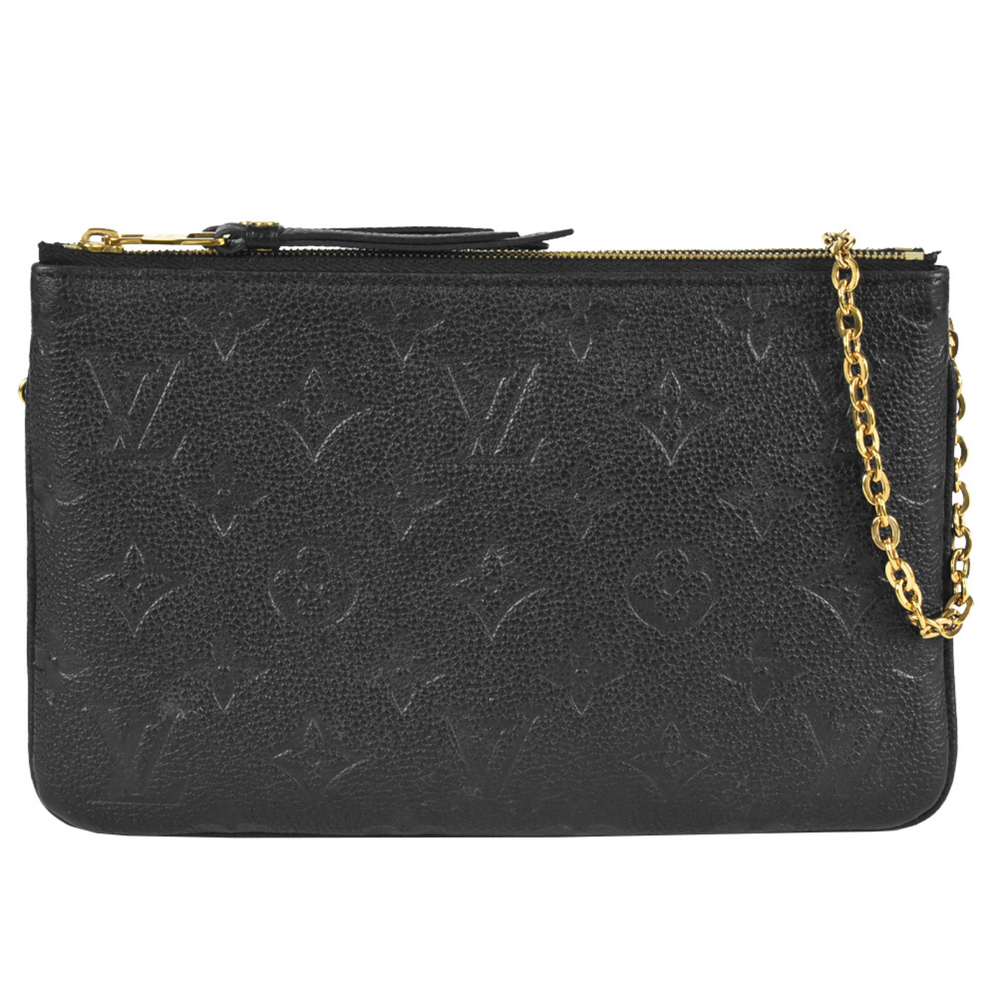 Louis Vuitton LOUIS VUITTON Pochette Double Zip Shoulder Bag Monogram Empreinte M68568 Black SD0290 RFID (IC chip) built-in chain shoulder bag