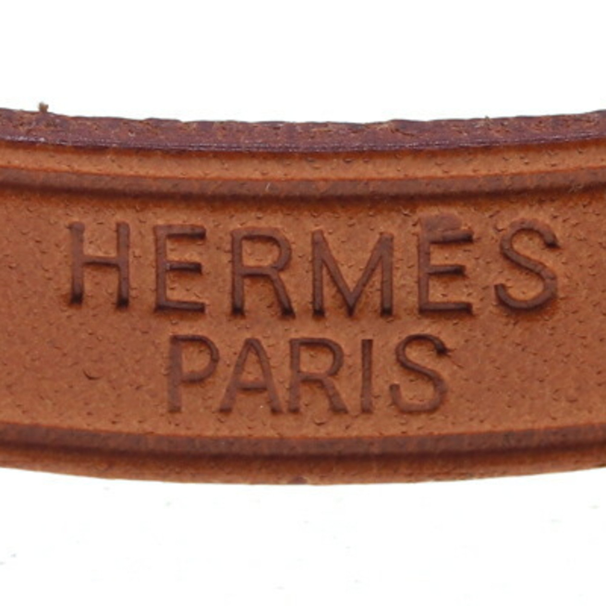 Hermes Bracelet API III Brown Leather □E Stamp 2001 Manufactured Bangle Women Men Unisex HERMES