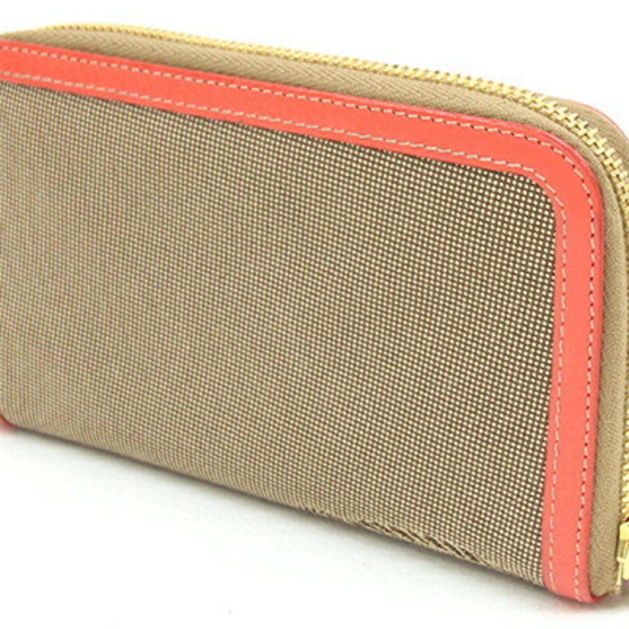 Prada Round Wallet 1M1157 Beige Orange Jacquard Canvas Leather Ribbon Women's PRADA