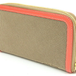 Prada Round Wallet 1M1157 Beige Orange Jacquard Canvas Leather Ribbon Women's PRADA