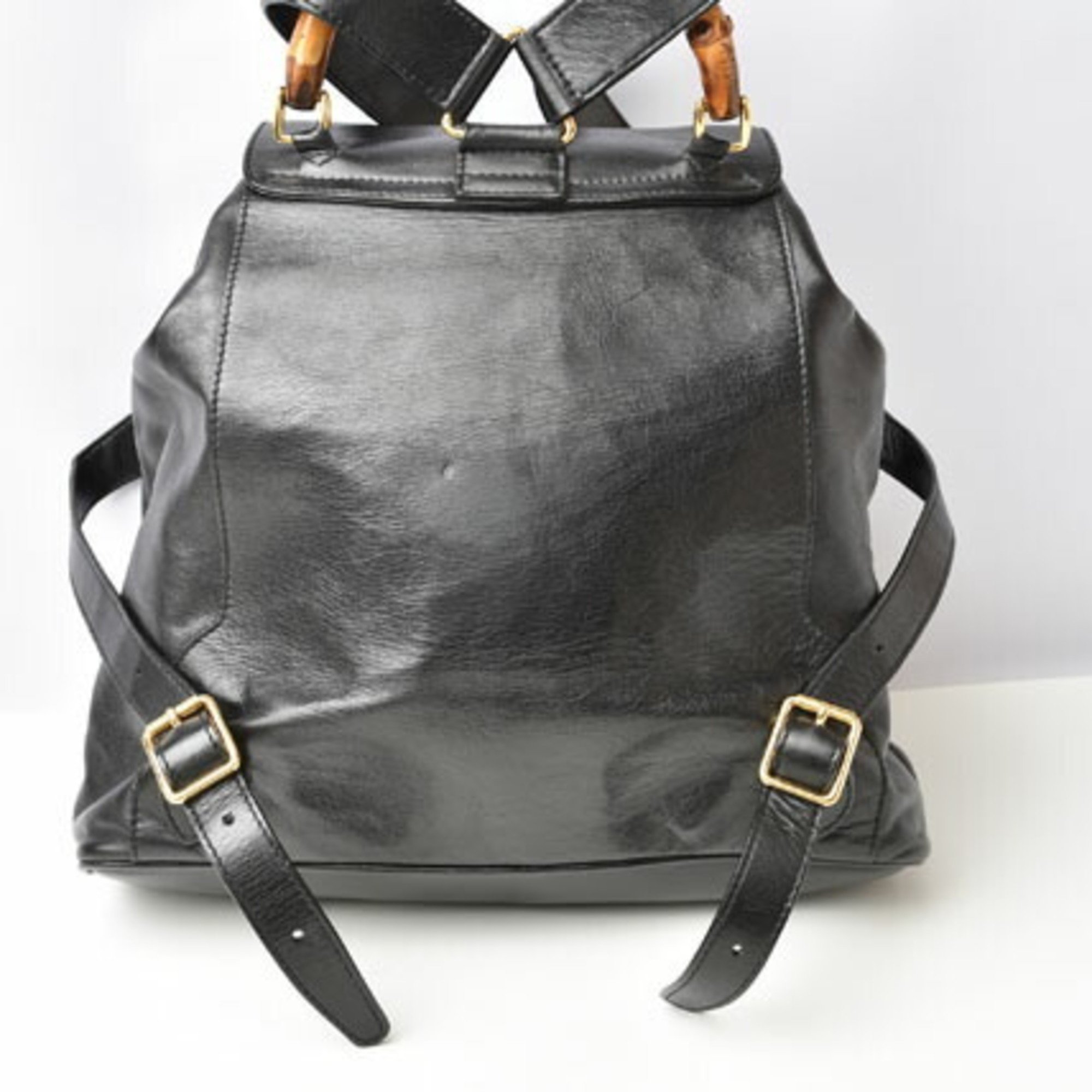 Gucci Backpack Bamboo GUCCI Bag Leather Black