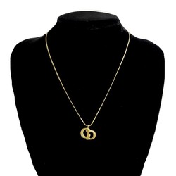 Christian Dior CD motif metal chain necklace pendant gold 25873
