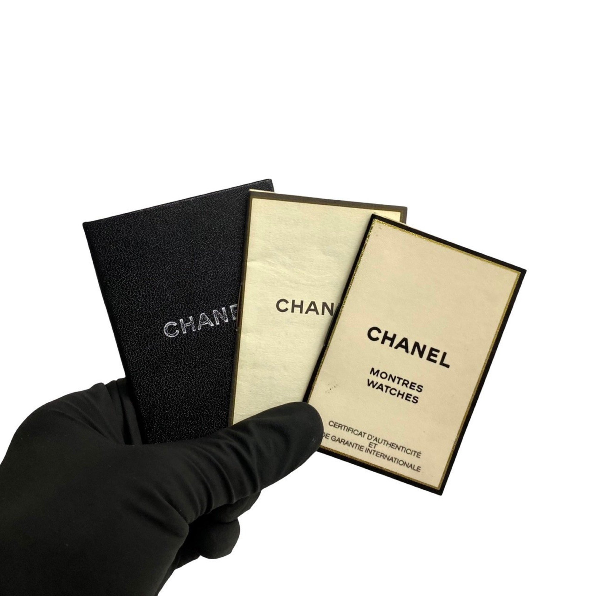 CHANEL Premiere L Quartz Leather Stainless Steel Watch Women's Gold Black 14634