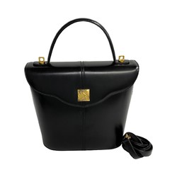 YVES SAINT LAURENT YSL calf leather 2way handbag shoulder bag black 31211