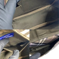 BURBERRY BLUE LABEL Burberry Blue Label Check Canvas Leather Shoulder Bag Pochette Brown 31861