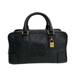 LOEWE Amazona 28 Anagram Leather Handbag Boston Bag Black 52236