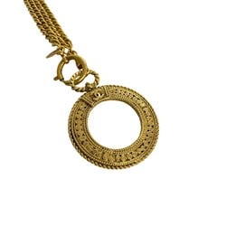CHANEL Chanel Magnifying Glass Chain Necklace Pendant Gold 43591