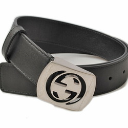GUCCI Belt for Men, Leather, Black, Vintage Silver, 387031 AP00N 1000