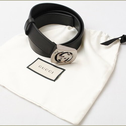 GUCCI Belt for Men, Leather, Black, Vintage Silver, 387031 AP00N 1000