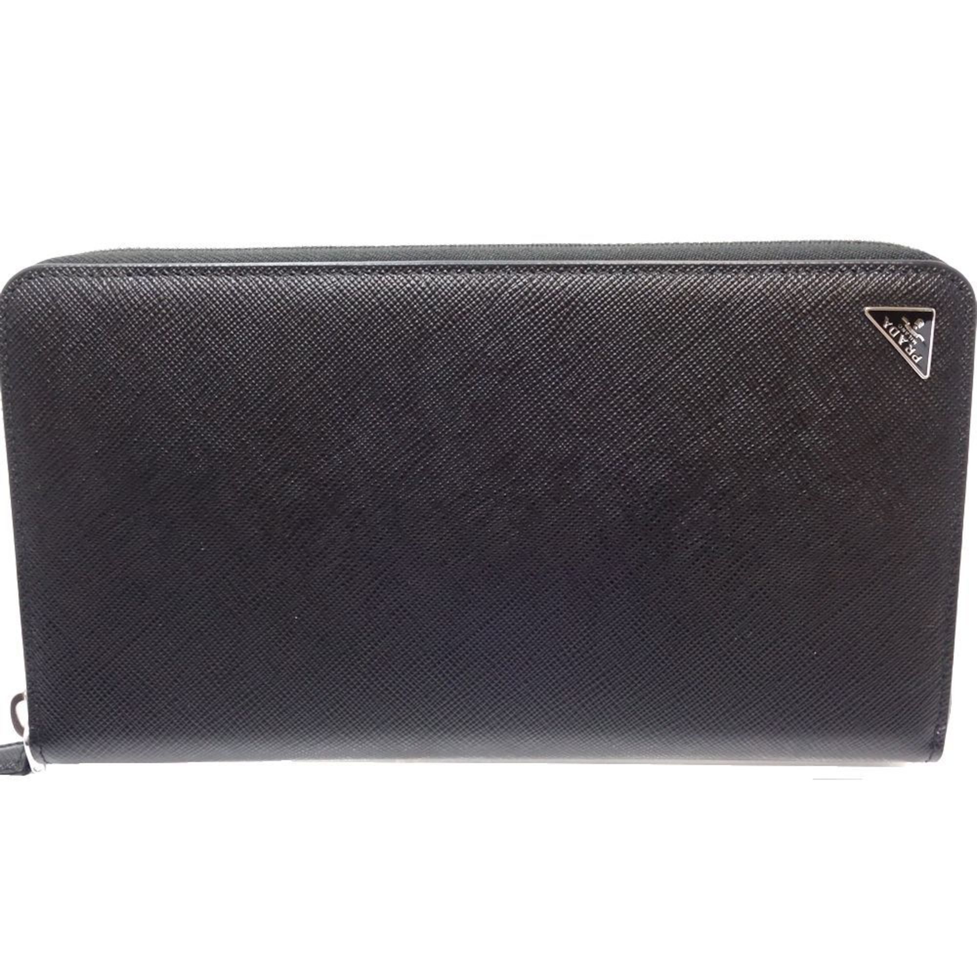 PRADA Prada Long Wallet 2ML188 Round Saffiano Travel Case NERO Leather Black 180465