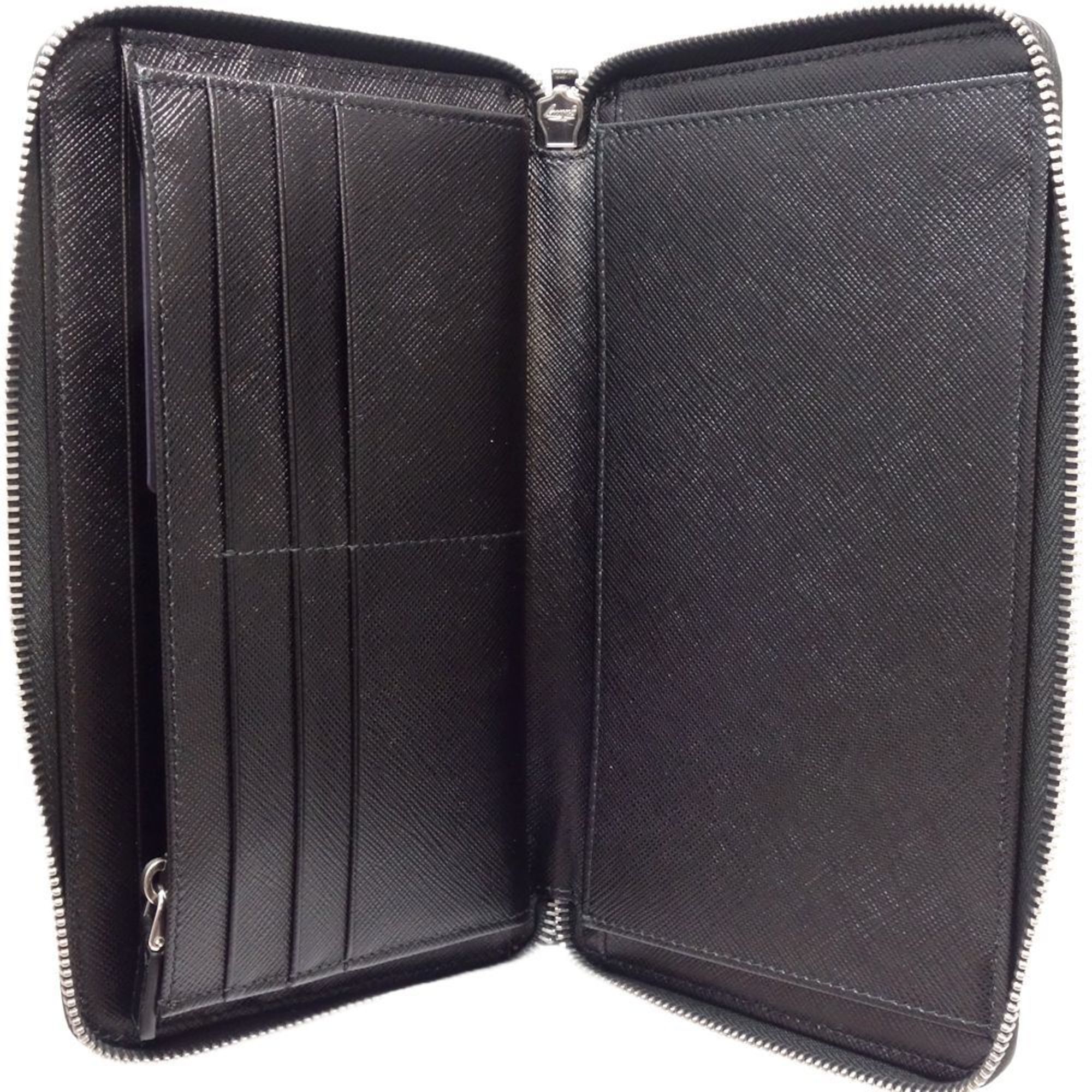 PRADA Prada Long Wallet 2ML188 Round Saffiano Travel Case NERO Leather Black 180465