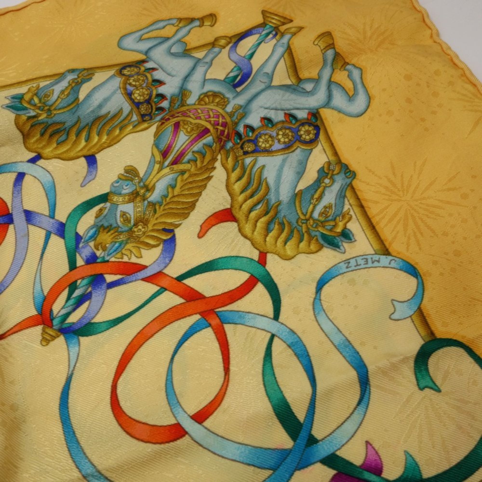 HERMES Scarf Carre 90 LUNA PARK Amusement Park Silk Multicolor Yellow 180486