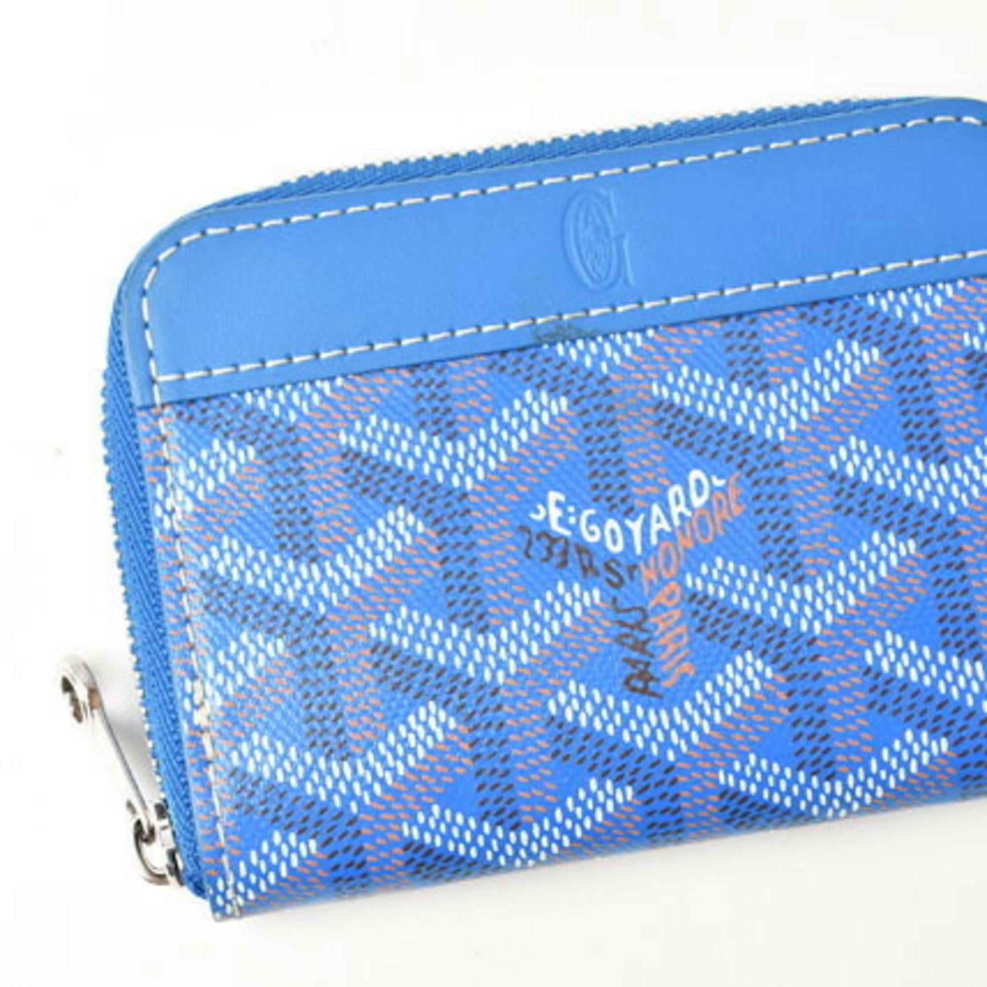 Goyard coin case, purse, card GOYARD wallet, Matignon, herringbone, blue