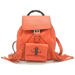 GUCCI 387149 Backpack Leather x Bamboo Orange 251789