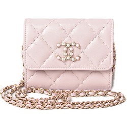 Chanel Chain Wallet Pouch CHANEL AP2138B05437 Matelasse Caviar Skin Baby Pink