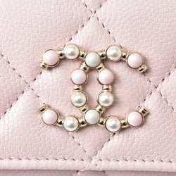 Chanel Chain Wallet Pouch CHANEL AP2138B05437 Matelasse Caviar Skin Baby Pink