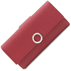 BVLGARI Bi-fold Long Wallet 33744 Red Leather Women's