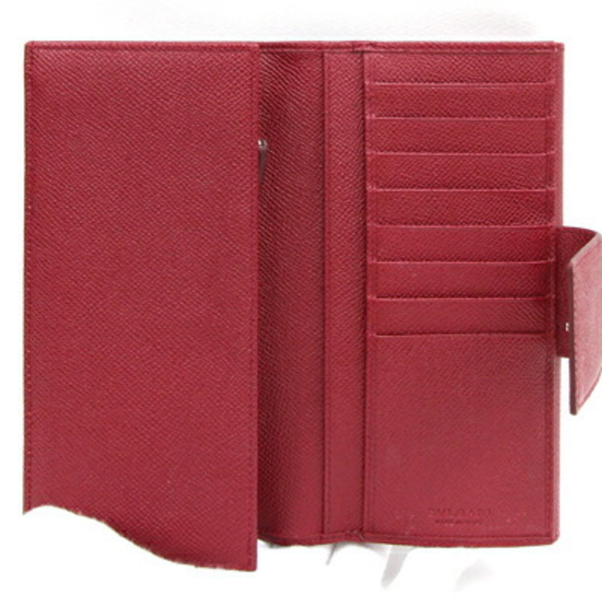 BVLGARI Bi-fold Long Wallet 33744 Red Leather Women's